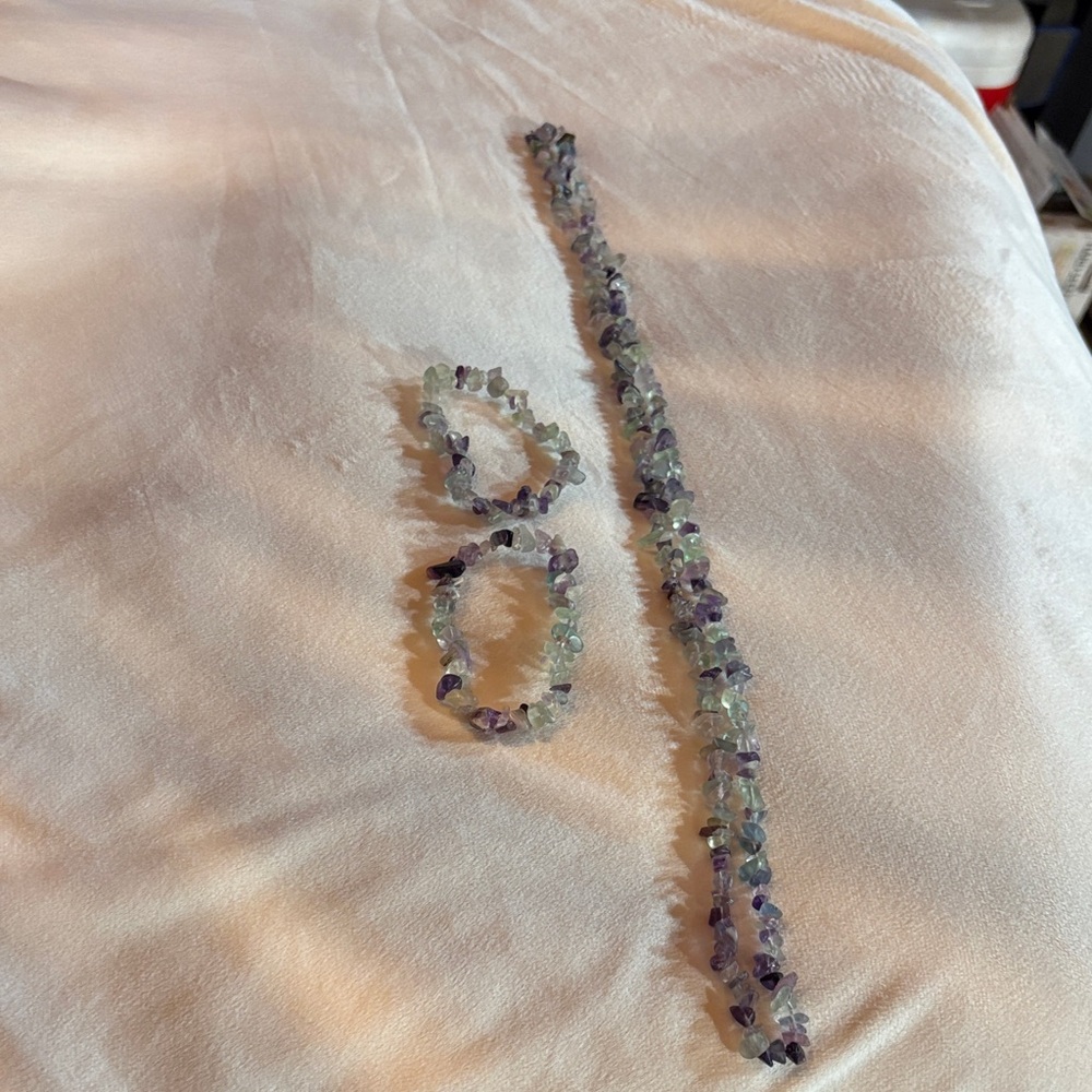 JTV Purple and Green Gemstone Bracelet Set